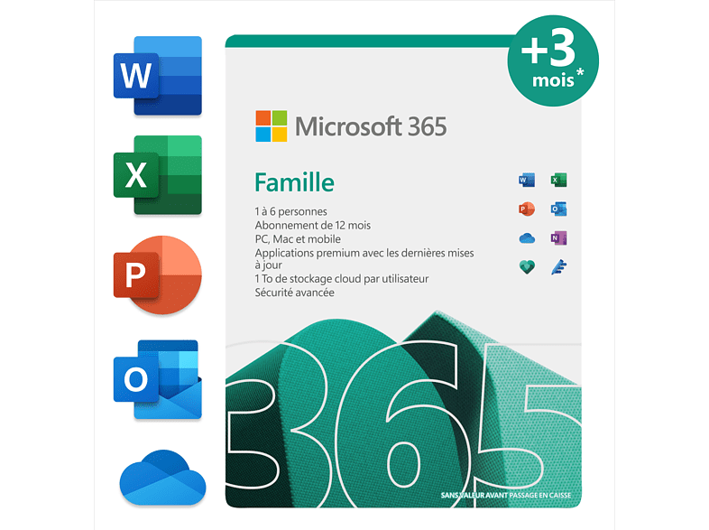 Microsoft 365 Famille 6-PC/MAC 1 an